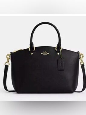 🖤💛Coach NWT Black Pebbled Leather Sadie‎ Satchel/Crossbody strap/Gold Hardware
